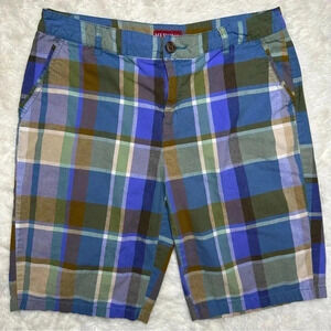 Merona  Shorts Blue & Green Plaid Chino Size 6